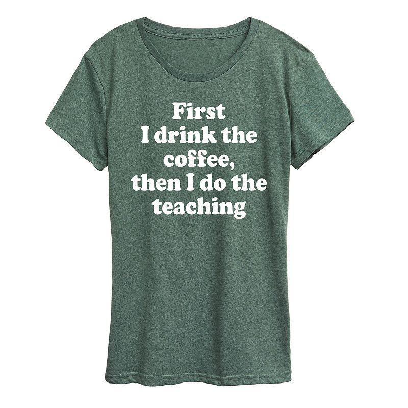 Womens Drink Coffee Do Teaching Graphic Tee, Girls Grey Juniper Product Image