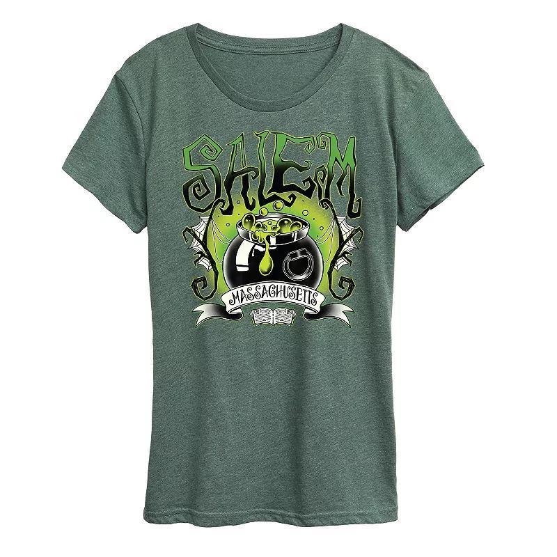 Womens Salem Witchy Collegiate Graphic Tee Grey Green Product Image