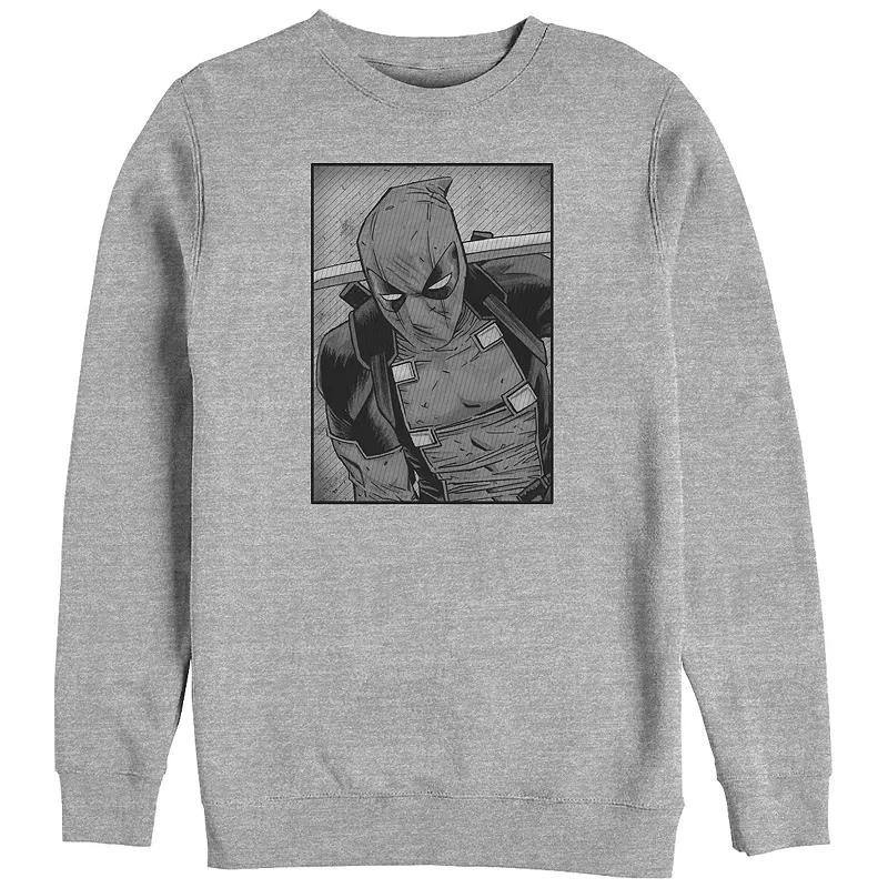 Big & Tall Marvel Deadpool Black And White Portrait Graphic Fleece, Mens Athletic Grey Product Image