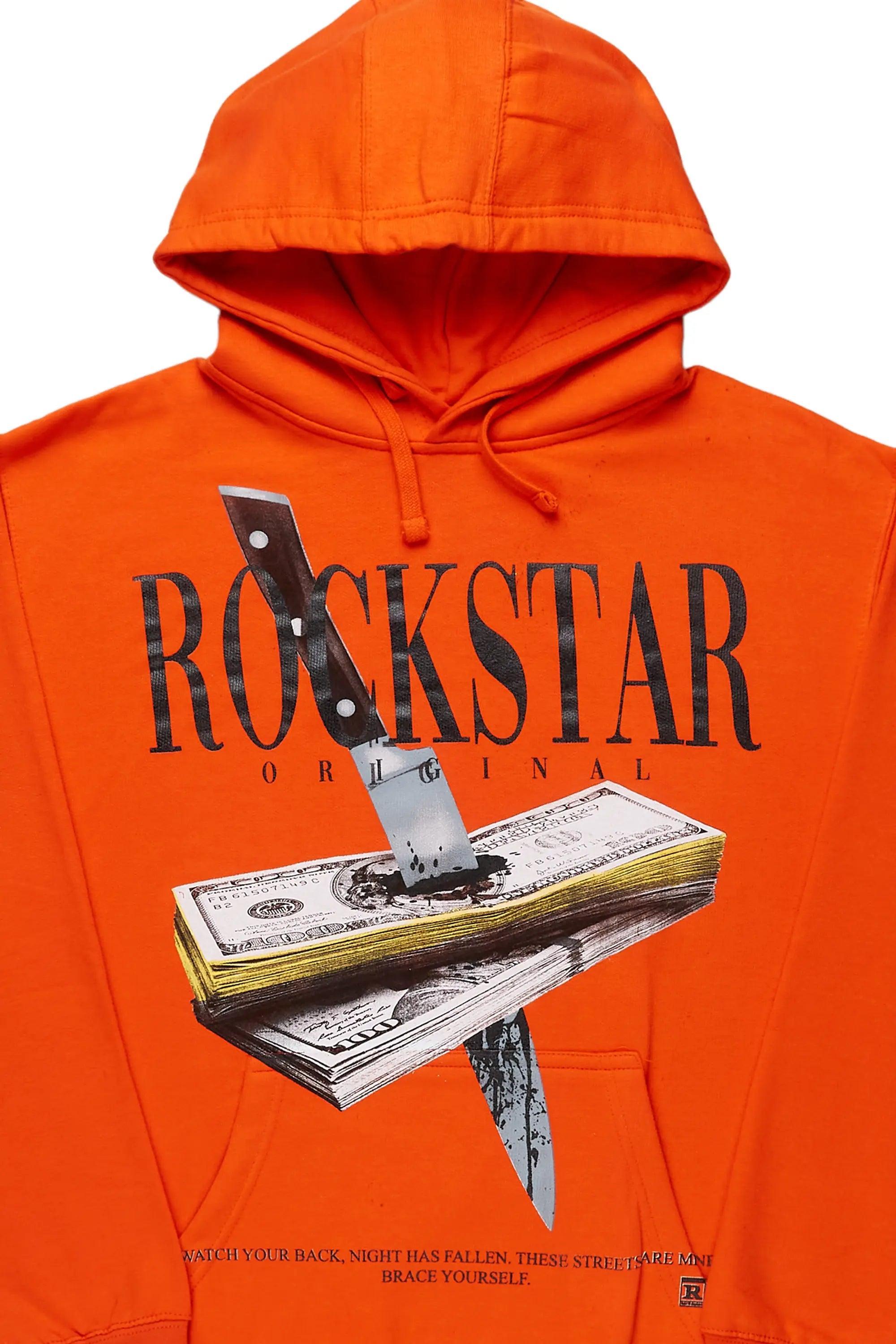 Dayte Nite Orange Graphic Hoodie Male Product Image