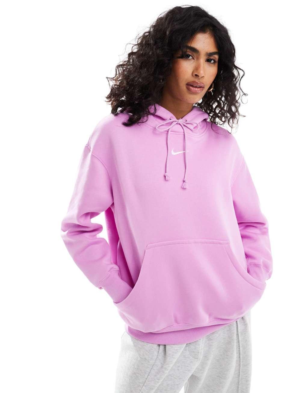 Nike Phoenix Fleece oversized hoodie in pink Product Image