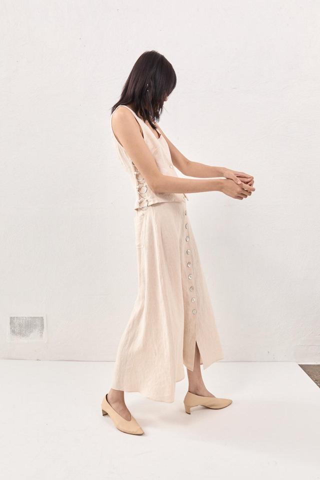 Thames Linen Midi Skirt Natural Product Image