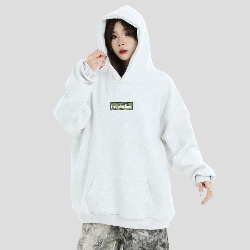 Lettering Loose Fit Hoodie Product Image