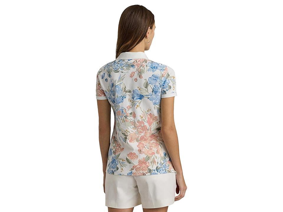 LAUREN Ralph Lauren Petite Floral Pique Polo Shirt Multi) Women's Clothing Product Image