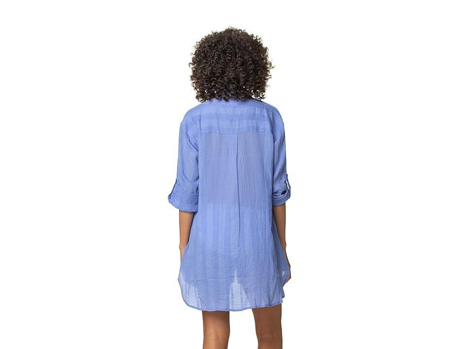 Helen Jon Relaxed Shirtdress (Blue Periwinkle) Women's Swimwear Product Image