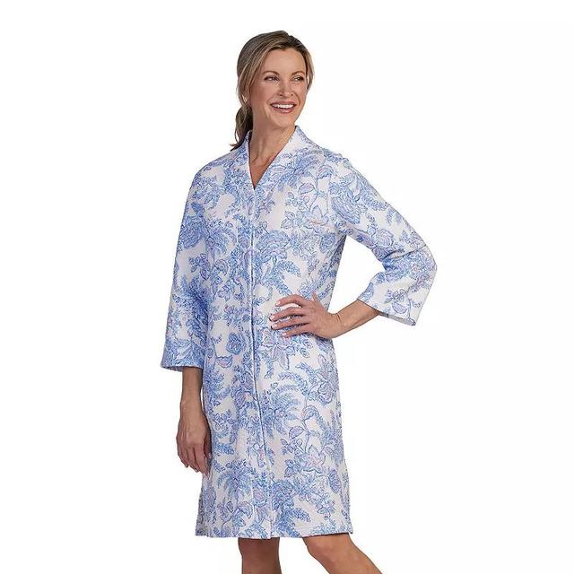 Womens Miss Elaine Essentials Quilt-In-Knit Short Snap Robe Product Image