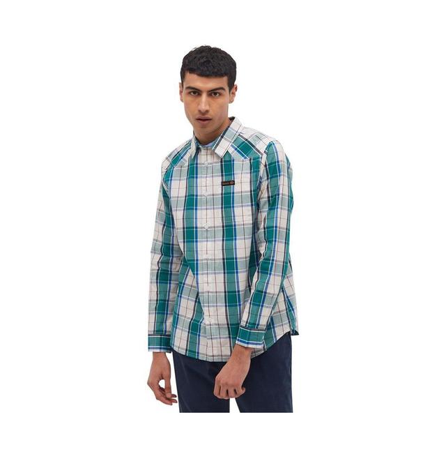 Bench Dna Mens Tycho Long Sleeve Check Shirt - White/green Product Image