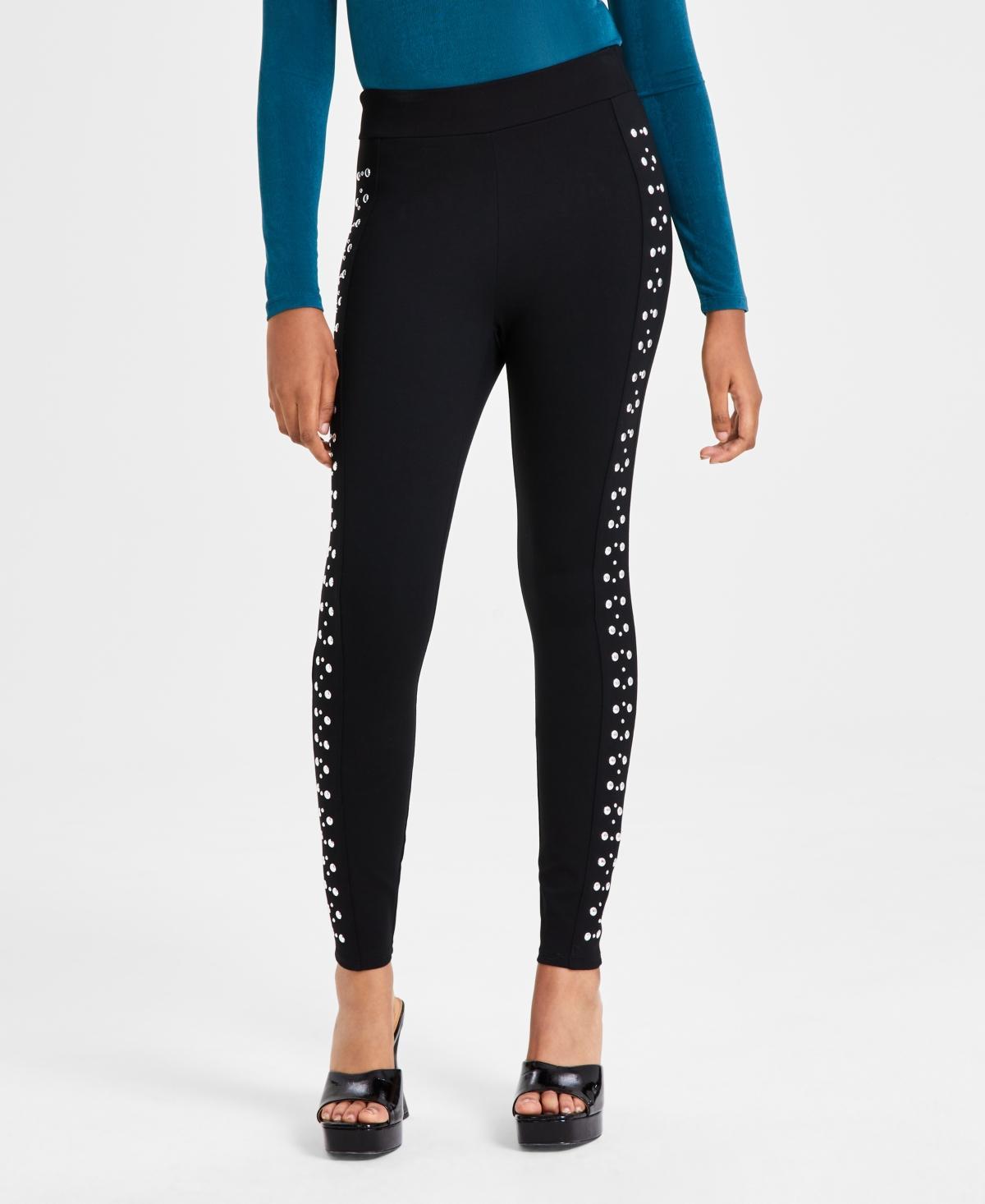 Bar Iii Womens Three-Row Studded Ponte-Knit Leggings, Created for Macys Product Image