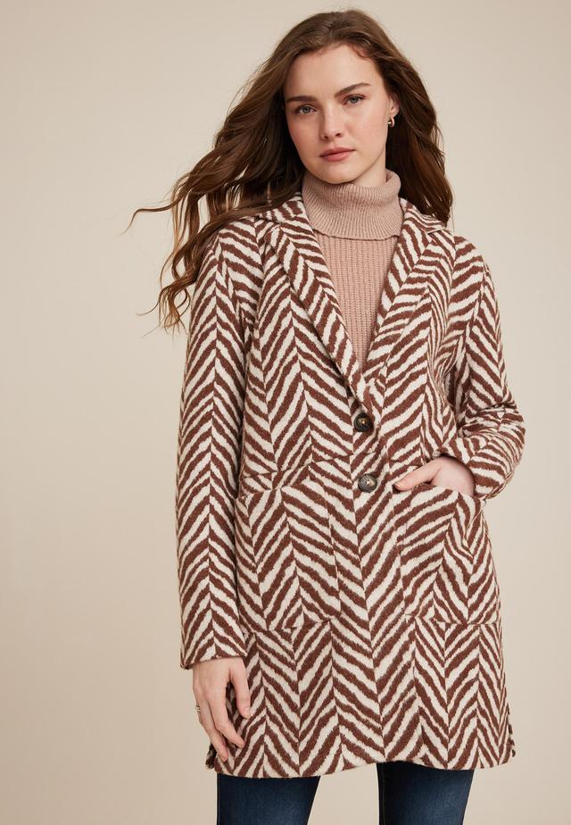 Maurices Womens Zebra Coatigan Brown Size X Small Product Image