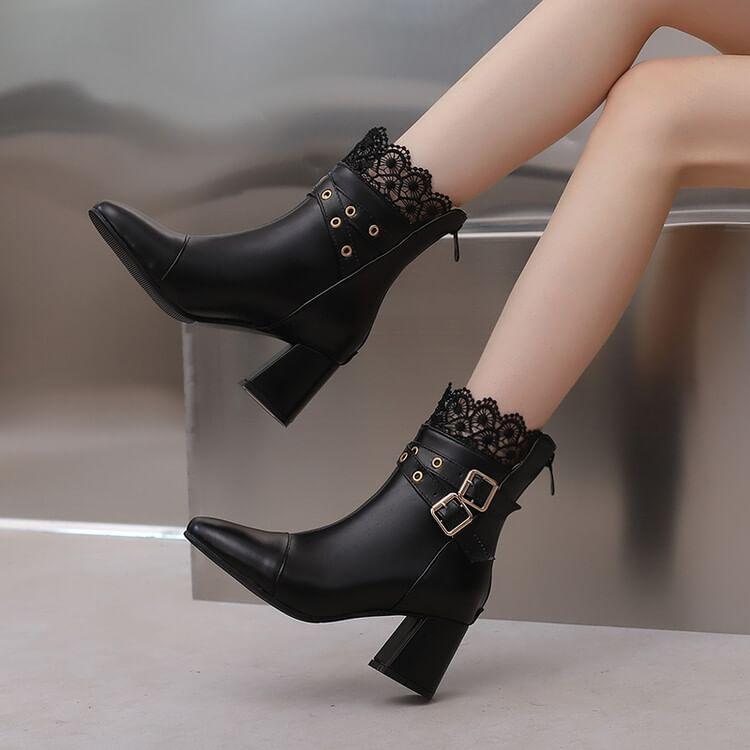 Block Heel Pointed Ankle Boots product image