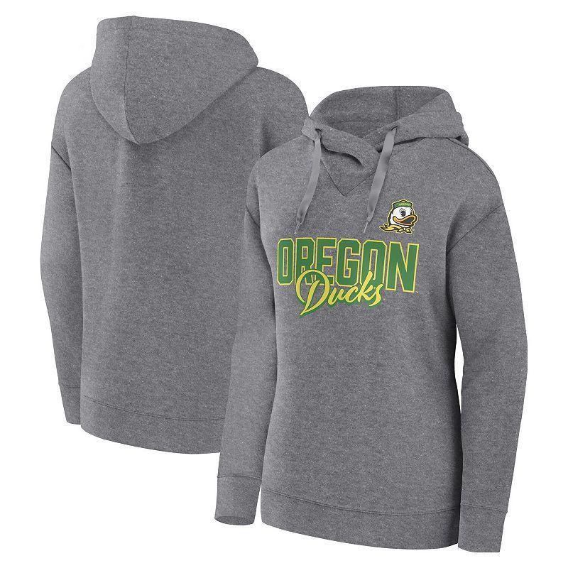 Womens Fanatics Branded Heather Gray Oregon Ducks Script Favorite Pullover Hoodie Product Image