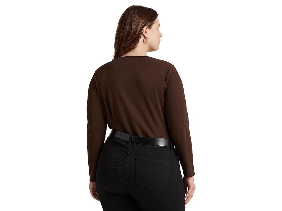 Lauren Ralph Lauren Plus-Size Cotton-Blend Long-Sleeve Top Product Image