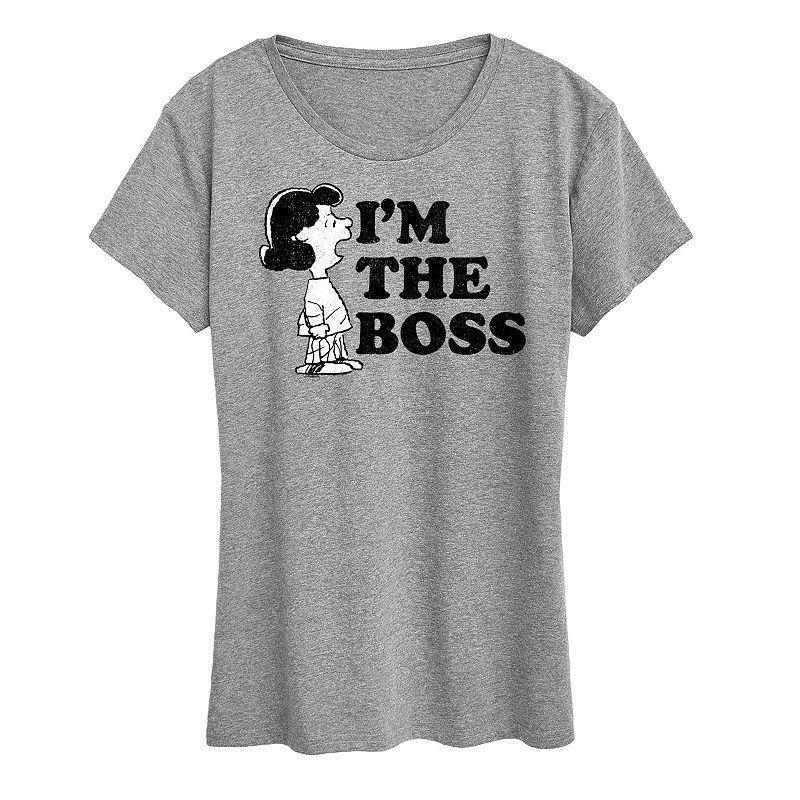 Womens Peanuts Lucy Im The Boss Graphic Tee Med Grey Product Image