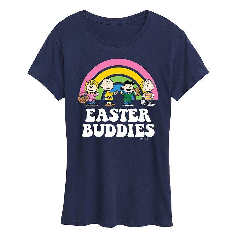 Womens Peanuts Easter Buddies Graphic Tee Blue Product Image