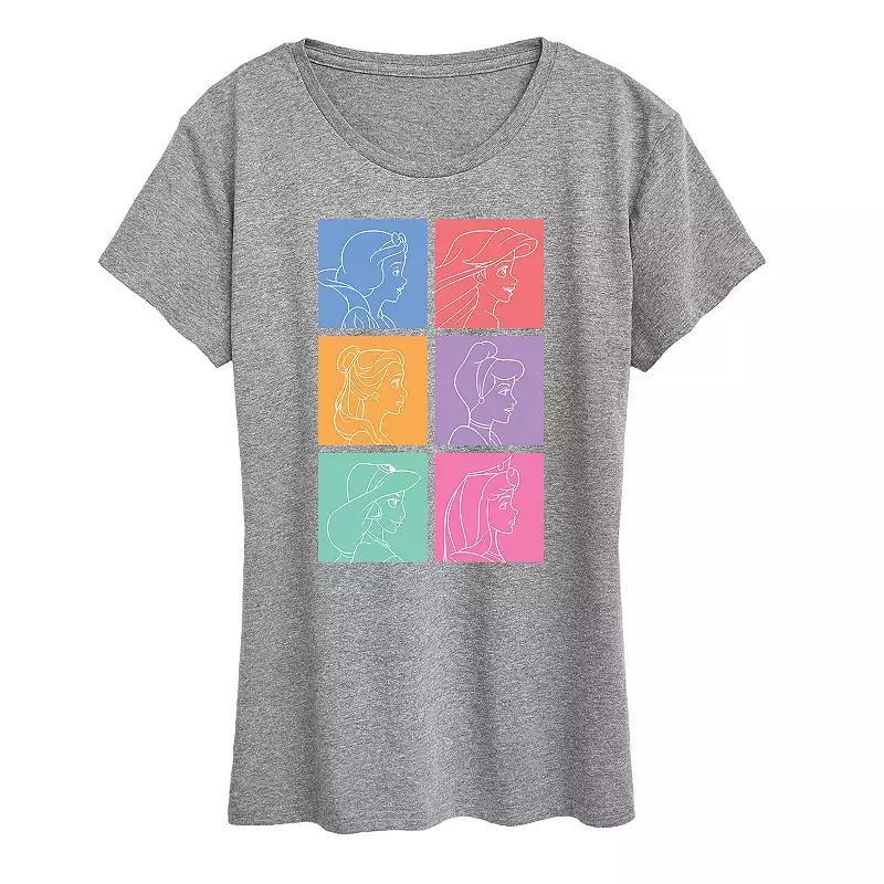 Disney Princess Womens Grid Graphic Tee, Girls Grey Gray Product Image