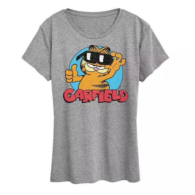 Womens Garfield Sunglasses Graphic Tee Grey Gray Product Image