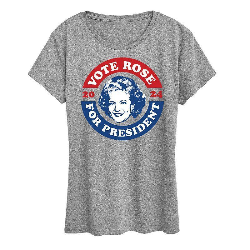 Womens Golden Girls President Rose Graphic Tee Med Grey Product Image