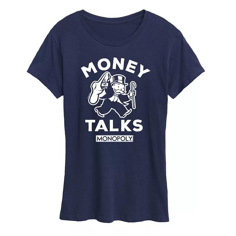 Womens Monopoly Money Talks Graphic Tee by Hasbro Grey Green Product Image