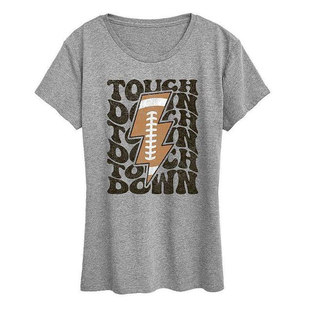 Womens Football Lightning Bolt Graphic Tee, Girls Grey Gray Product Image