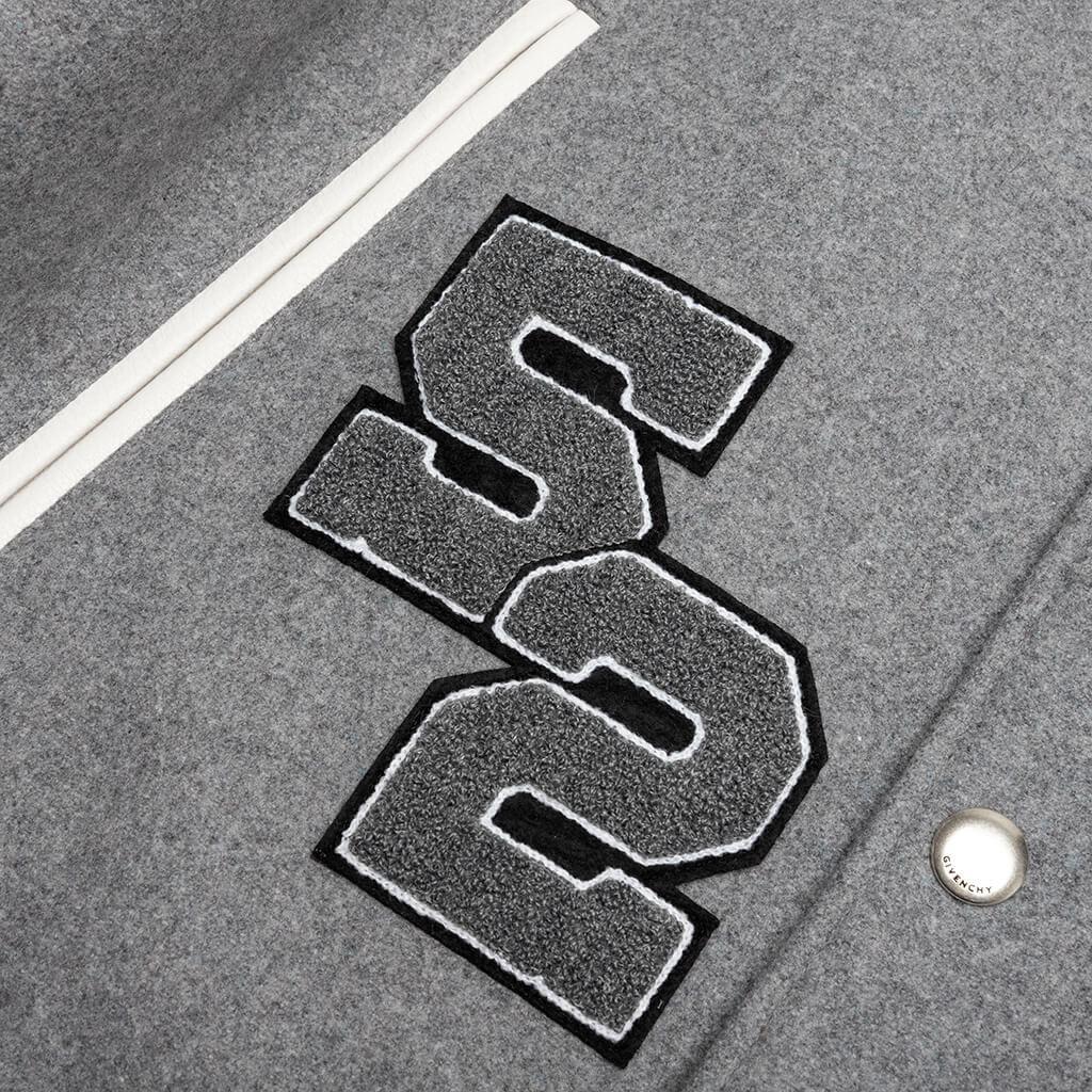 Varsity Bomber Jacket w/ Patches - Grey/White Male Product Image