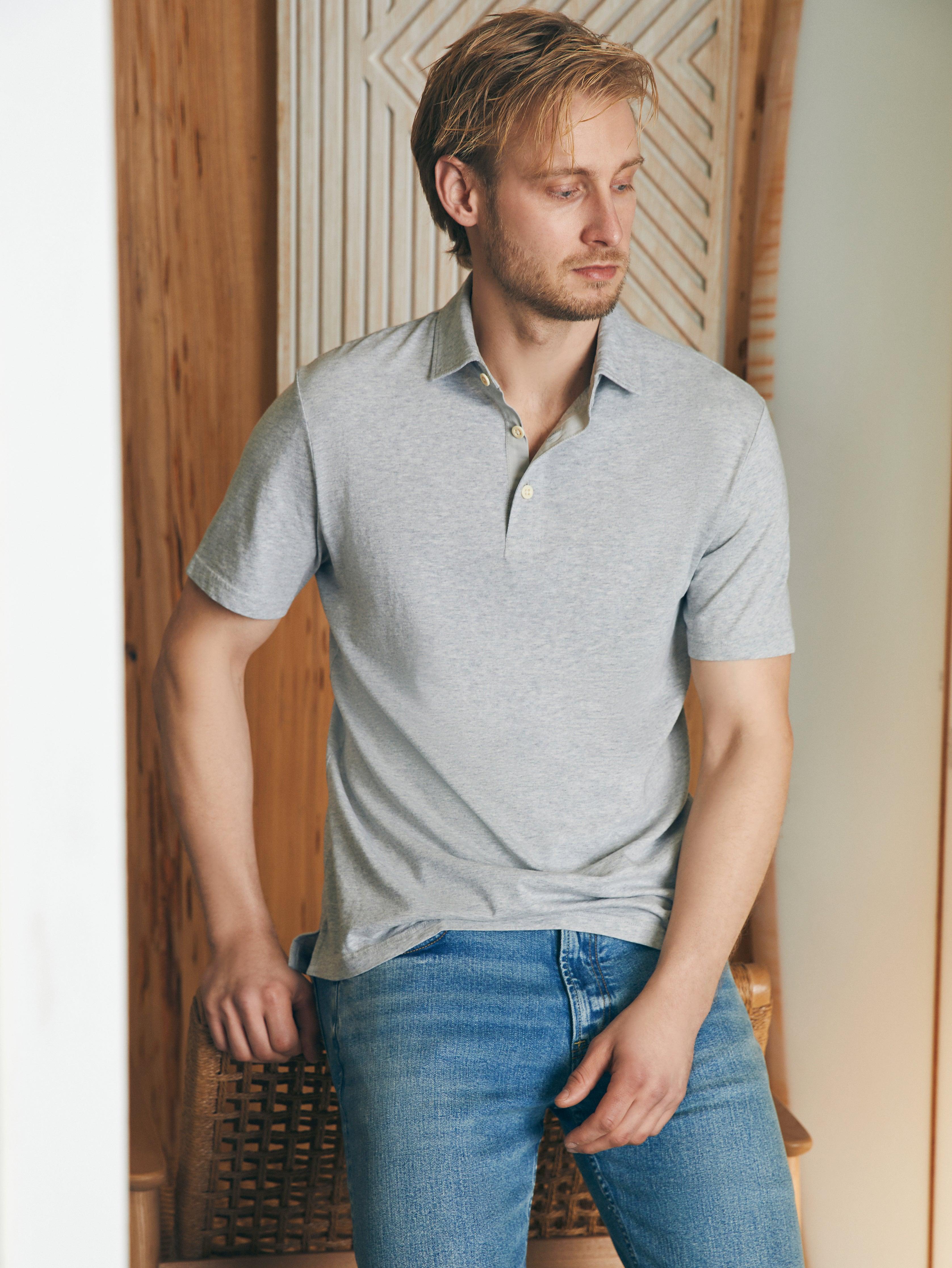 Sunwashed T-Shirt Polo - Heather Grey Product Image