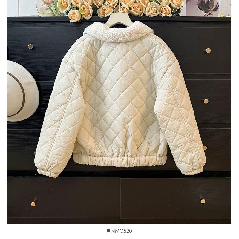 Fleece-Collar Quilted Jacket Product Image