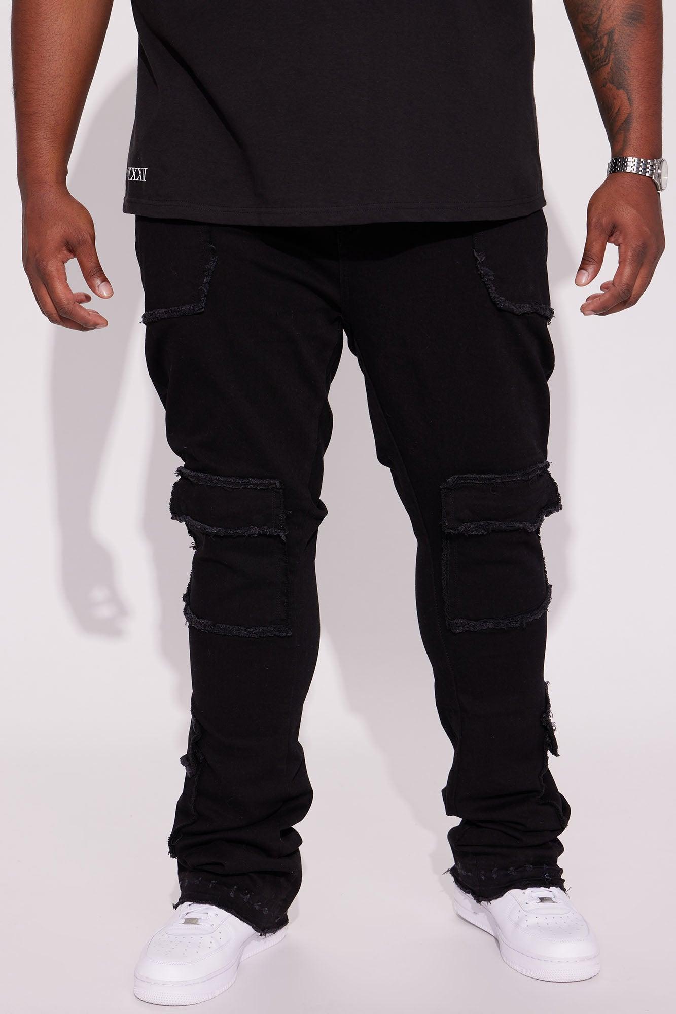 Can I Cargo Stacked Skinny Flare Jeans - Black Product Image