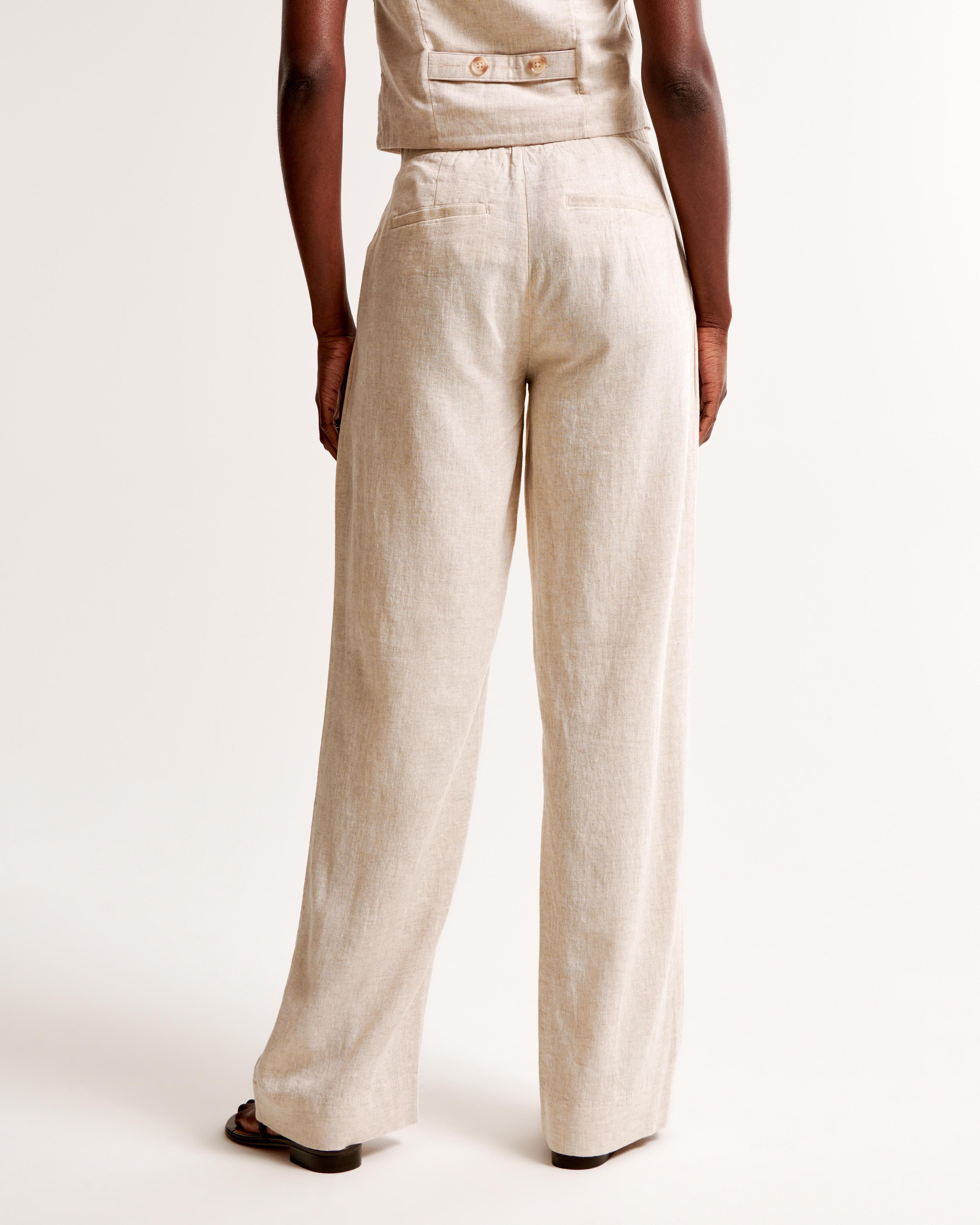 Linen-Blend Tailored Straight Pant Product Image