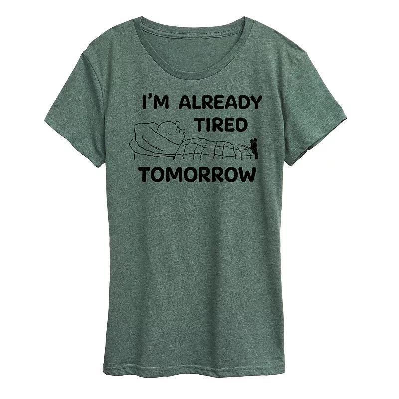 Womens Peanuts Charlie Brown Tired Tomorrow Graphic Tee Grey Green Product Image