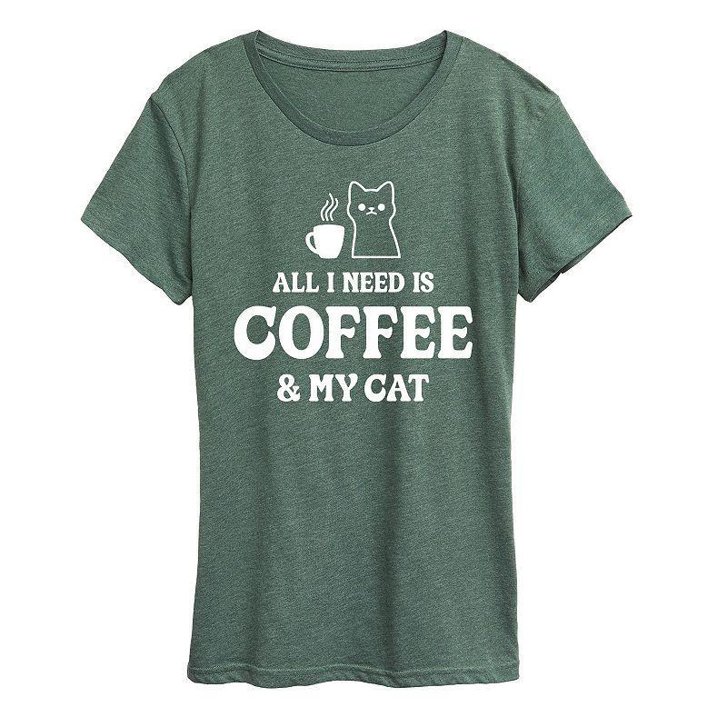 Womens All I Need Coffee Cat Graphic Tee, Girls Product Image