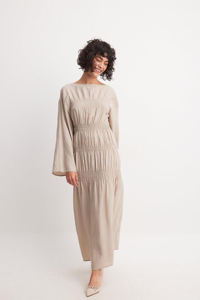 Smock Detail Long Sleeve Maxi Dress Product Image