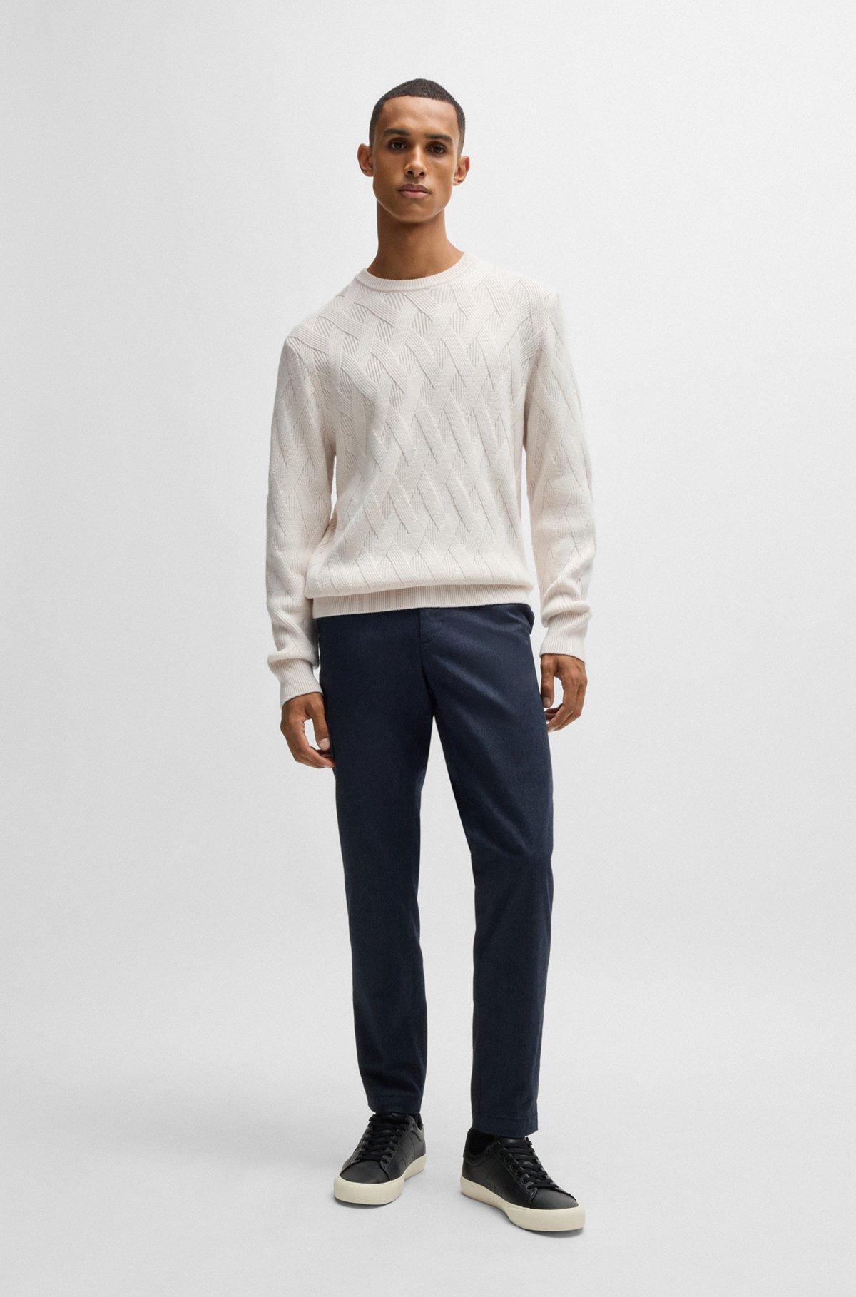 Wool regular-fit sweater with knitted structure Product Image