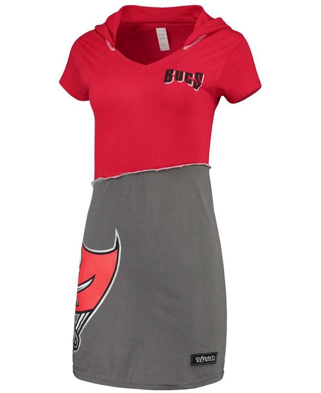 Womens Refried Apparel Red/Pewter Tampa Bay Buccaneers Sustainable Hooded Mini Dress Product Image