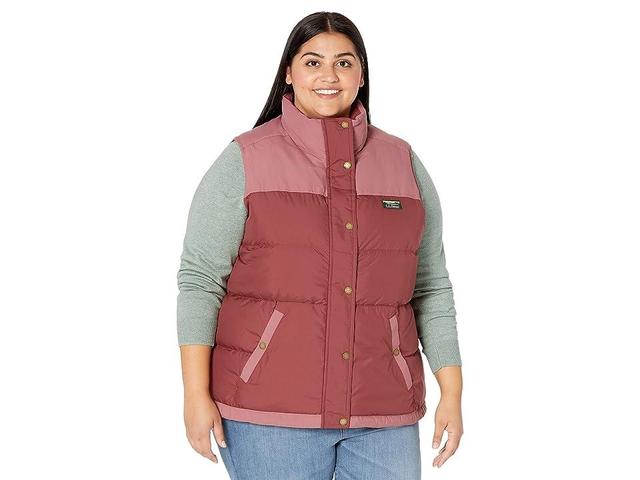 L.L.Bean Plus Size Mountain Classic Down Vest Color-Block (Burgundy/Light Rosewood) Women's Clothing Product Image