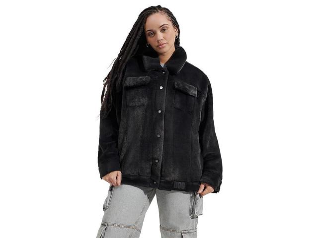 UGG Frankie Faux Fur Trucker (Ink) Women's Coat Product Image