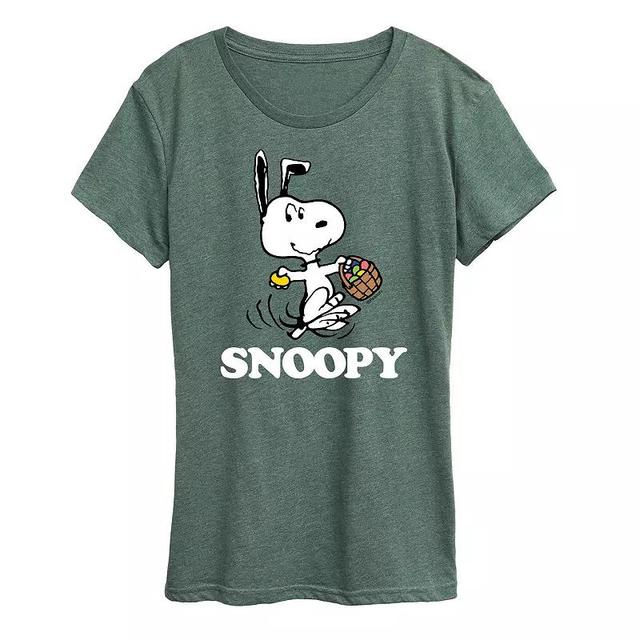 Womens Peanuts Snoopy Easter Basket Graphic Tee Grey Gray Product Image