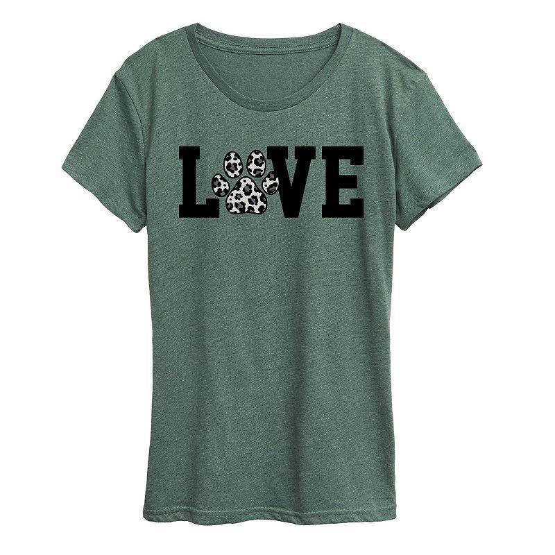 Womens Love Pawprint Snow Leopard Graphic Tee Product Image