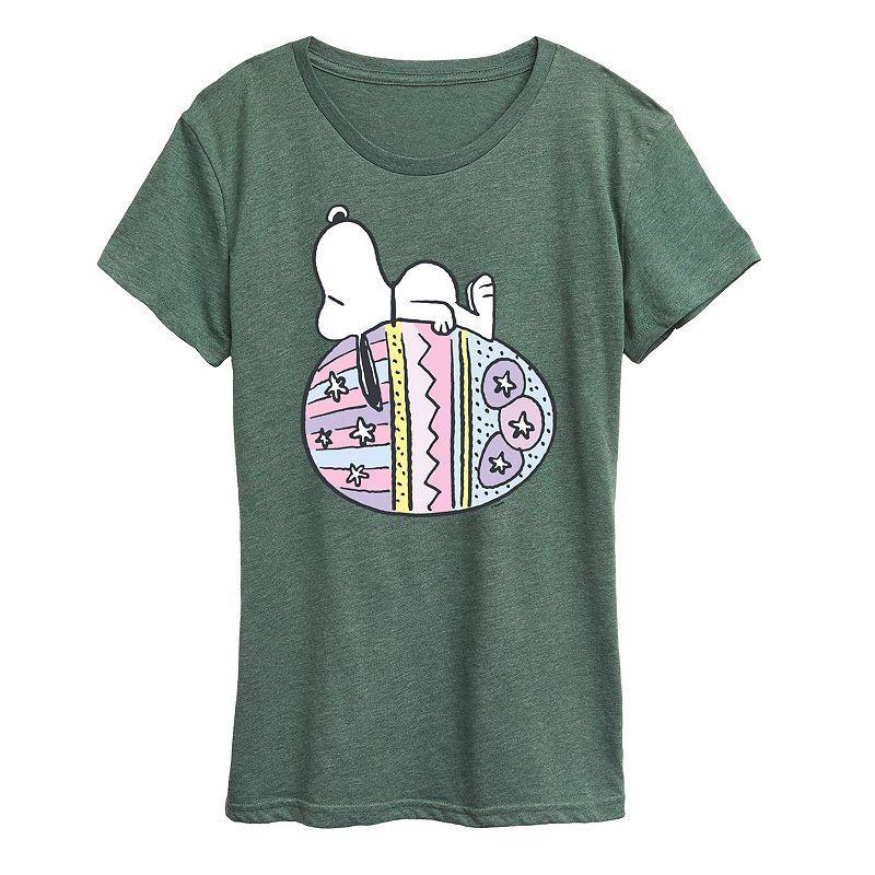 Womens Peanuts Snoopy Easter Egg Graphic Tee Med Grey Product Image