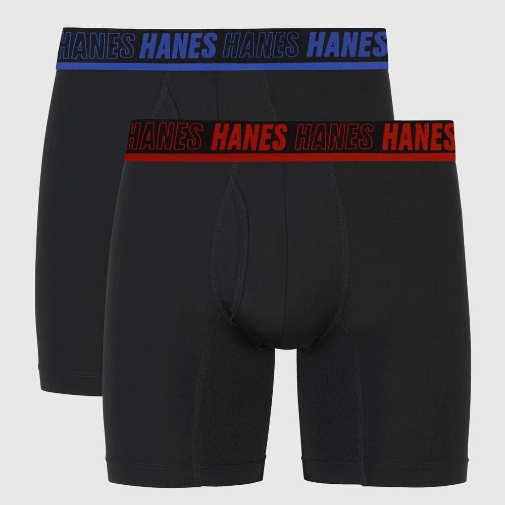 Hanes Moves Premium Mens Boxer Briefs 2pk - Black Product Image