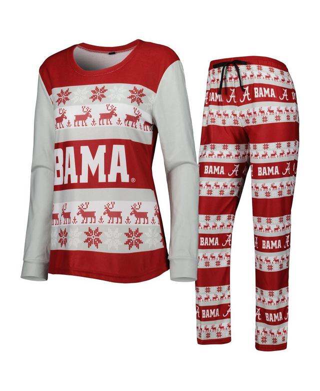 Womens FOCO Crimson Alabama Crimson Tide Ugly Long Sleeve T-Shirt & Pajama Pants Sleep Set Product Image