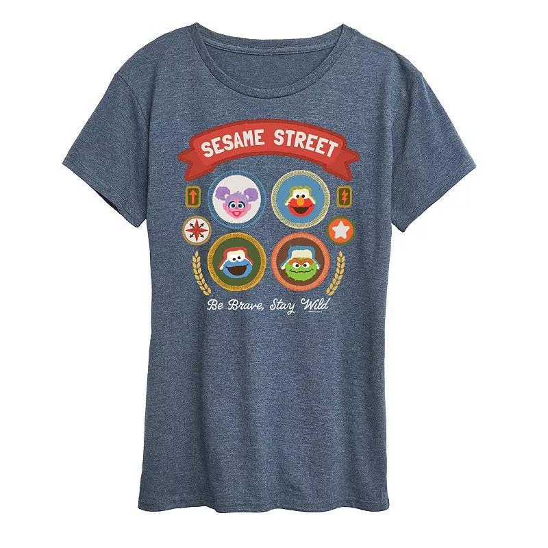 Womens Sesame Street Be Brave Stay Wild Graphic Tee Blue Product Image