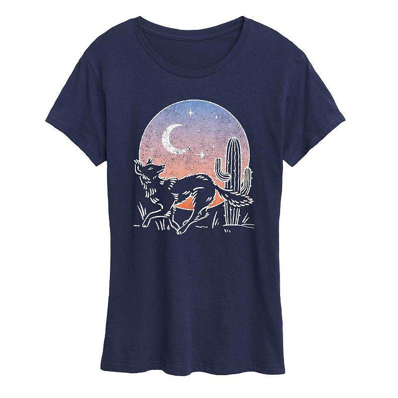 Womens Desert Coyote Graphic Tees, Girls Heather Grey Product Image