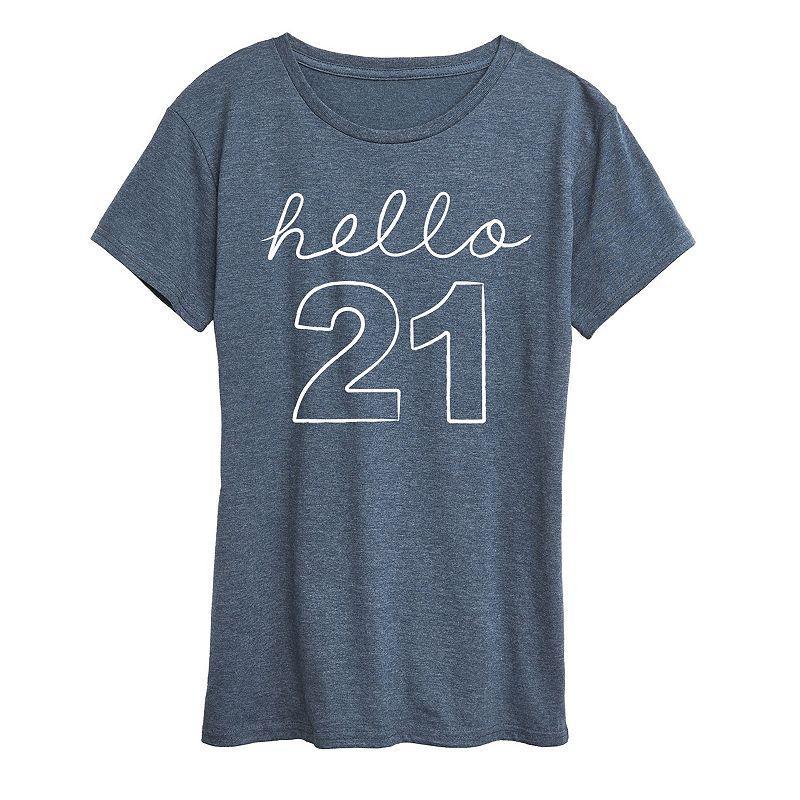 Instant Message Womens Womens Tee Shirts HEATHER - Heather Blue Hello 21 Graphic Tee - Women & Plus Product Image