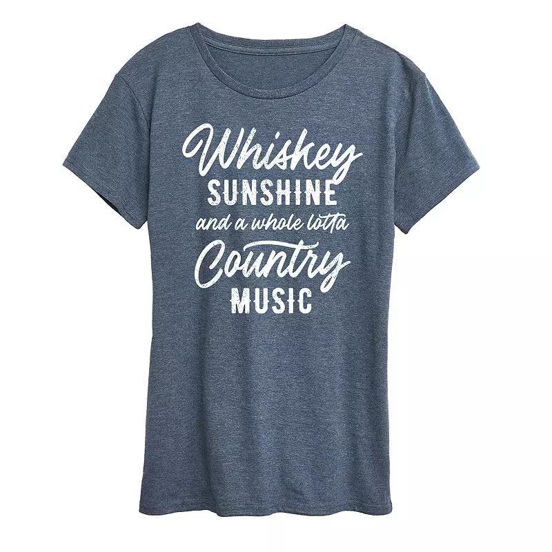 Womens Whiskey Sunshine Country Music Graphic Tee Grey Dark Red Product Image