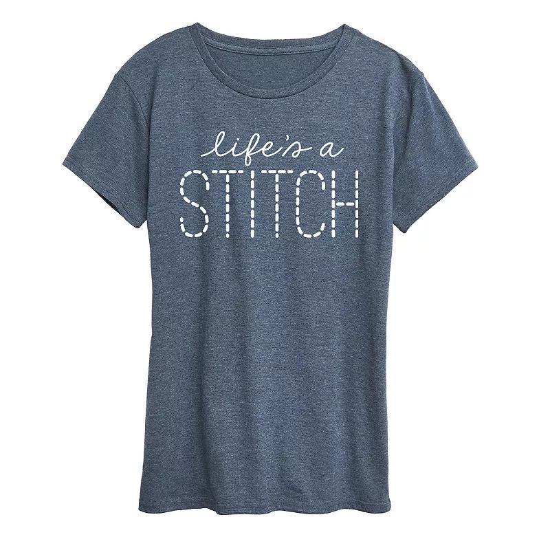 Instant Message Womens Womens Tee Shirts HEATHER - Heather Blue Lifes a Stitch Graphic Tee - Women, Juniors, Plus & Petite Plus Product Image