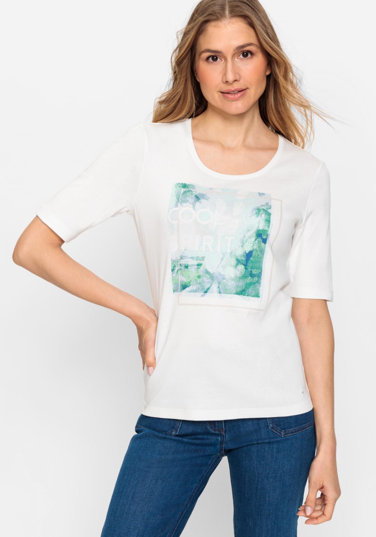 Olsen Womens 100% Cotton Short Sleeve Placement Print T-Shirt Product Image