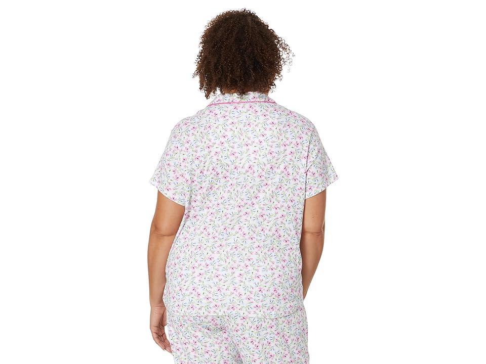 Karen Neuburger Plus Size Blooming Breeze Two-Piece Short Sleeve Girlfriend Long Pj Set (Ditsy Pop) Women's Pajama Sets Product Image