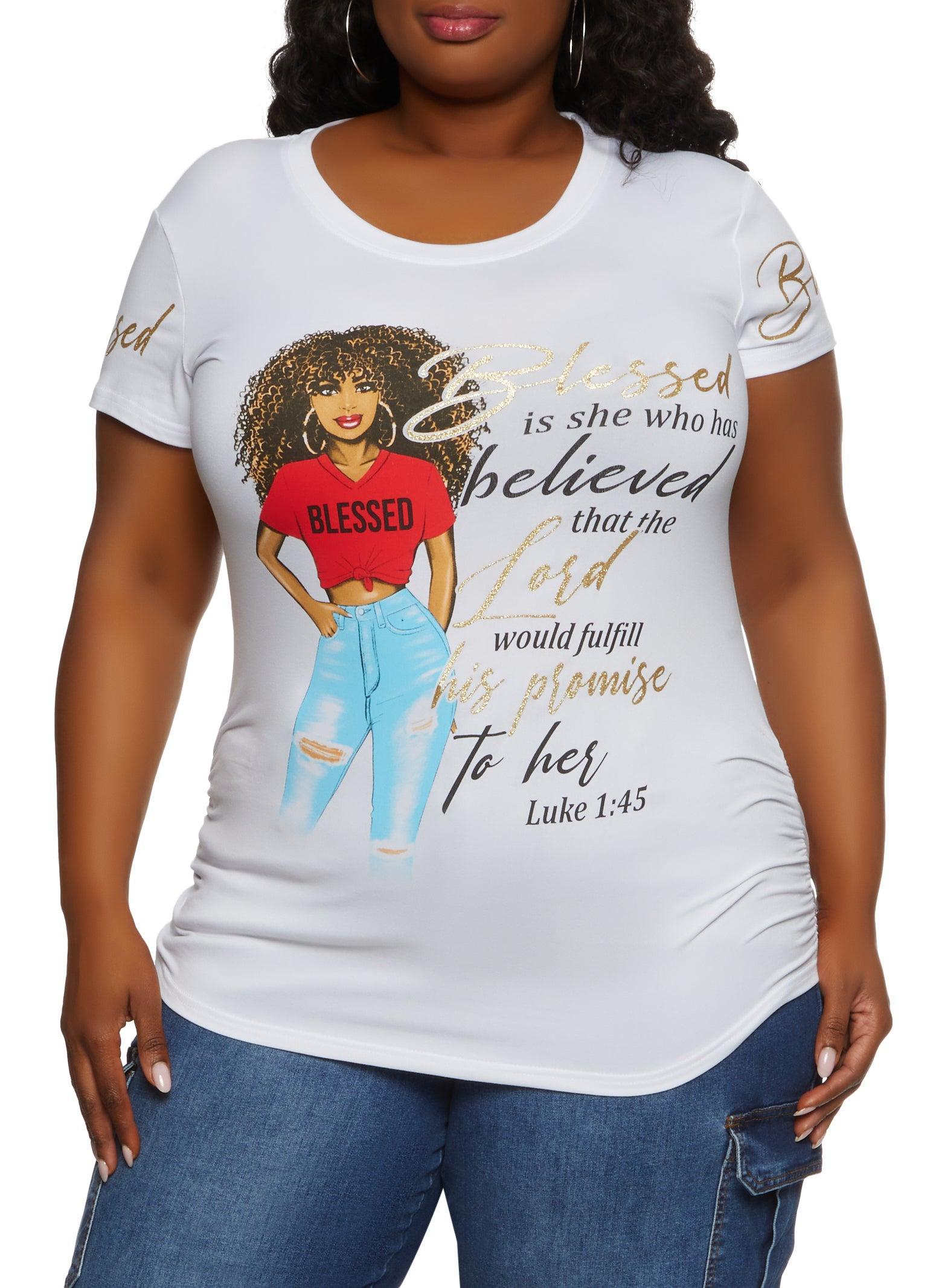 Womens Plus Size Blessed Is Who She Had Graphic Tee product image