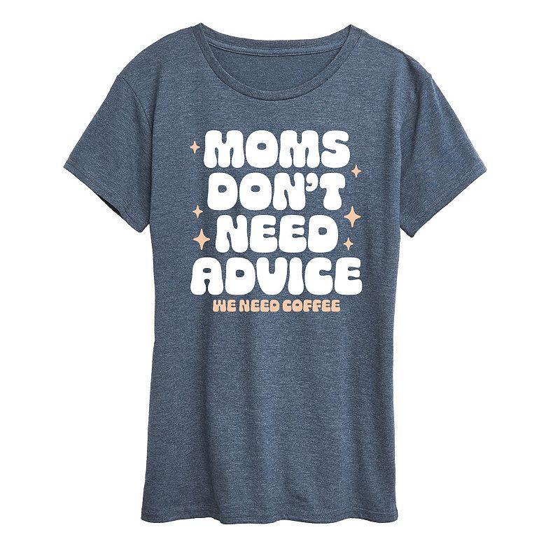 Womens Moms Dont Need Advice Need Coffee Graphic Tee Grey Blue Product Image