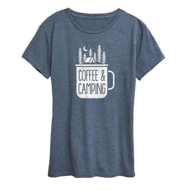 Womens Coffee And Camping Graphic Tee, Girls Product Image